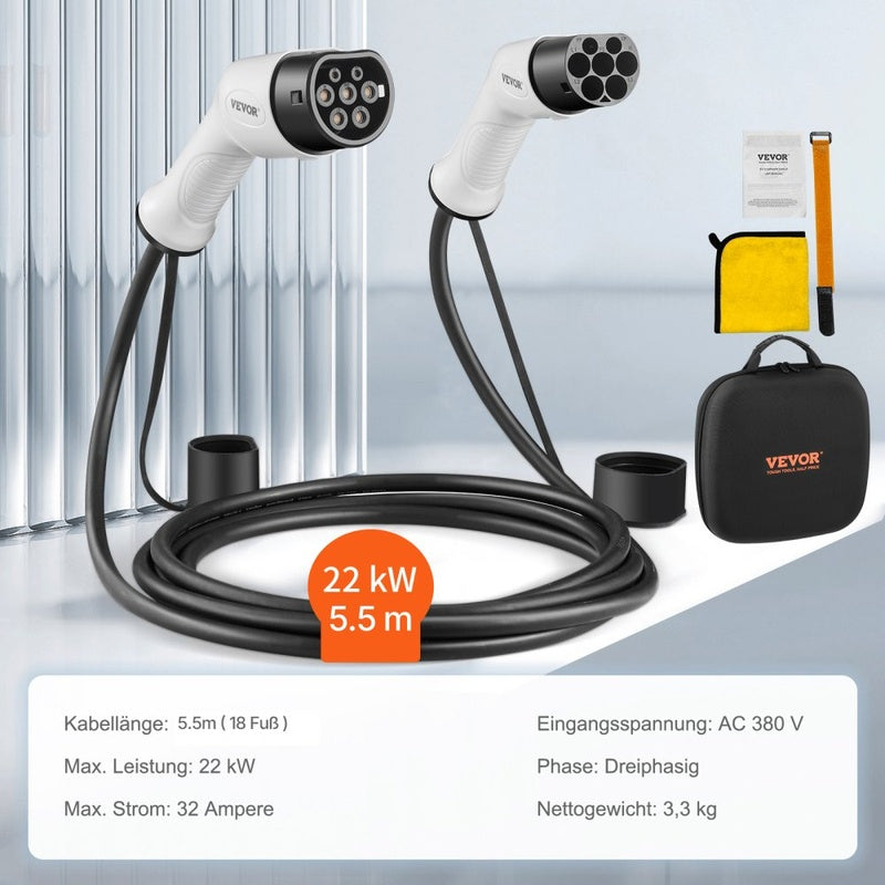 Amperion Flex Type 2 to Type 2 EV Charging Cable 32A Three Phase